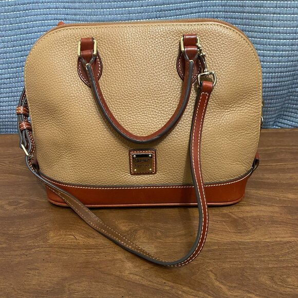 Dooney & Bourke Pebble Grain Zip Zip Satchel Brown Leather Handbag - Picture 1 of 12